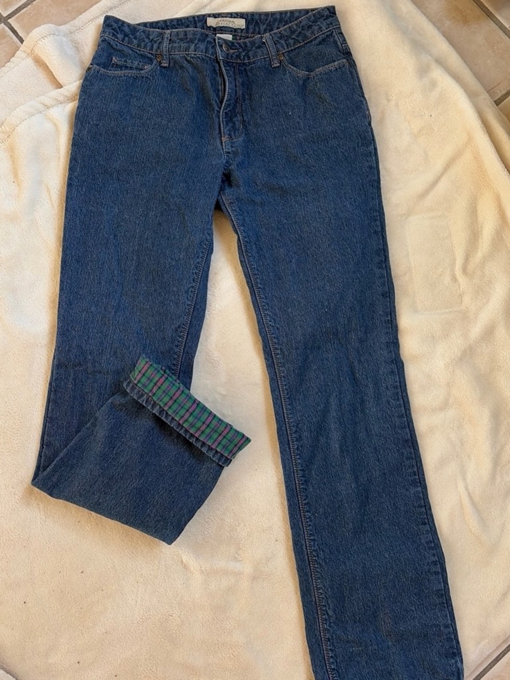 Natural Reflections Flannel Lined Dark Blue Straight-Leg Jeans